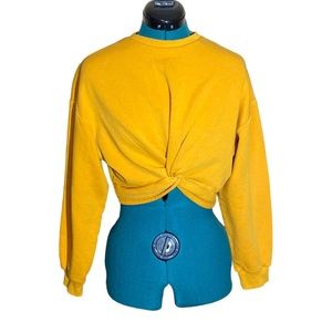 Divided by H&M Yellow Knot Front Crop Sweatshirt